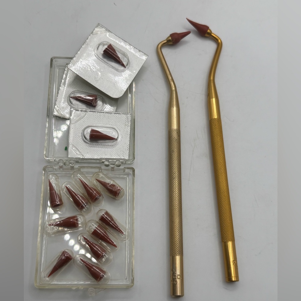 Vintage Gold Tone Dental Butler Gum Stimulators w/ Numerous Refills